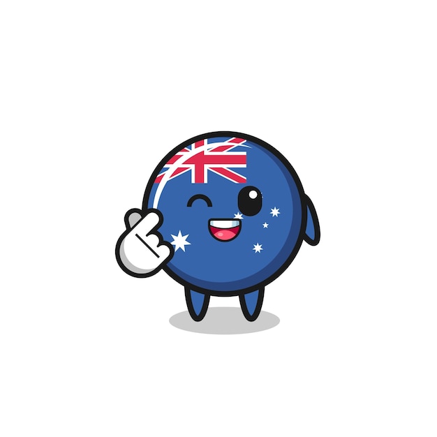 Het vlagkarakter van Australië doet een schattig ontwerp met een Koreaans vingerhart