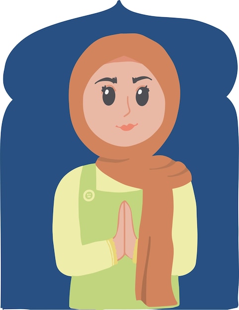 Het vrij jonge meisje met groet stelt hijab moslim ramadan kareem eid mubarak illustratie