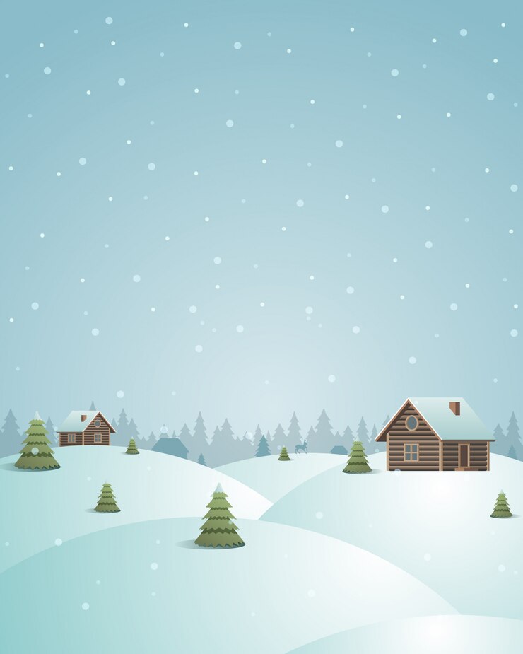 Vector het vrolijke dorp van de kerstmis uitstekende prentbriefkaar en bosillustratie