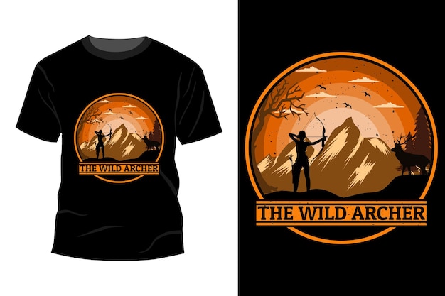 Het wilde boogschutter t-shirt mockup ontwerp vintage retro