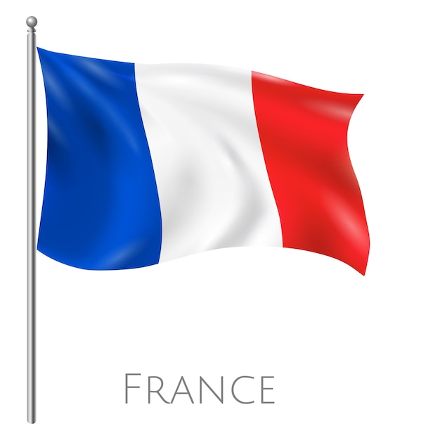 Vector het zwaaien van de franse vlag die frankrijk vertegenwoordigt op een heldere achtergrond