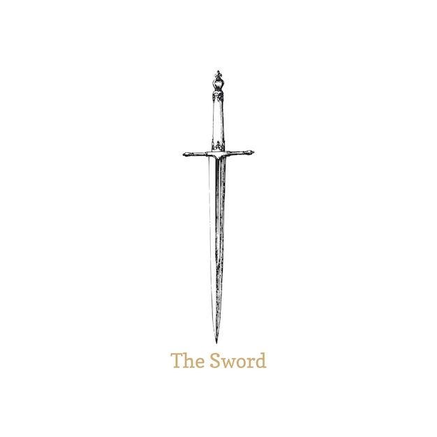 Het zwaard vector afbeelding Middeleeuwse wapen schets