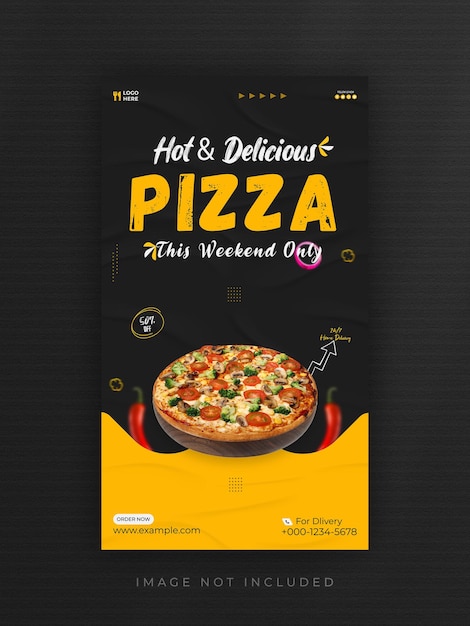 Hete en heerlijke pizza instagram of facebook verhaalsjabloon