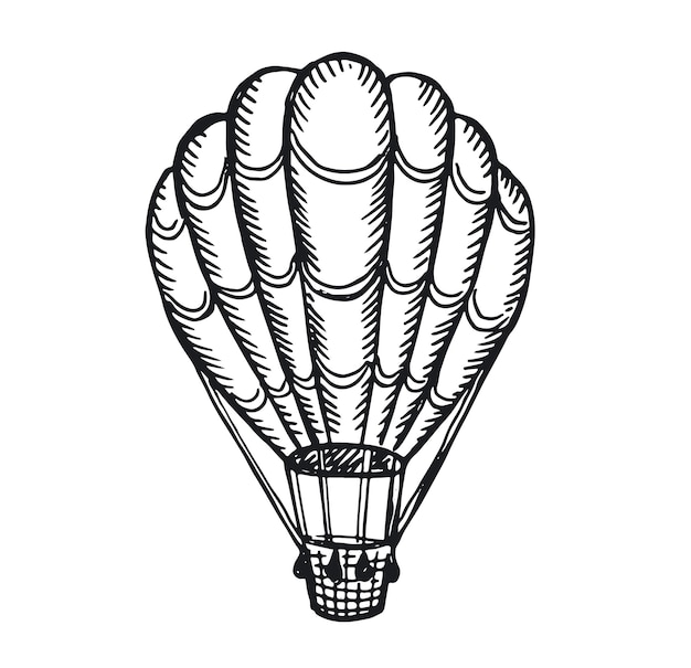 Hete lucht ballonnen vliegen hand getrokken illustratie