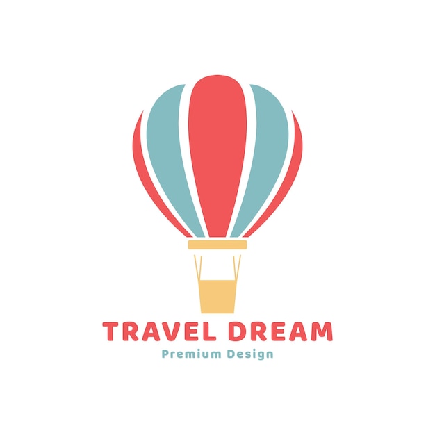 Vector hete luchtballon logo toerisme vakantie vector pictogram symbool minimalistisch illustratie ontwerp