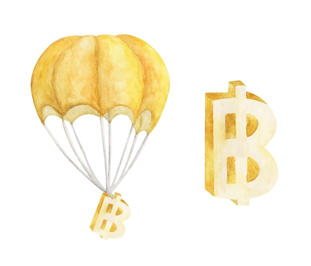 Hete luchtballon met Golden Baht geïsoleerd op wit