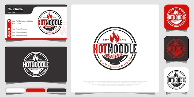 Hete noedels logo ontwerp pictogrammalplaatje Japanse ramen vectorillustratie