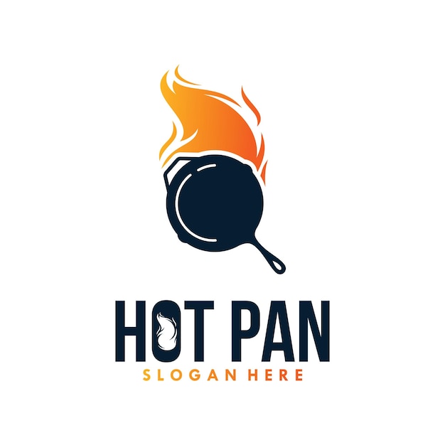 Hete pan in brand logo-ontwerp