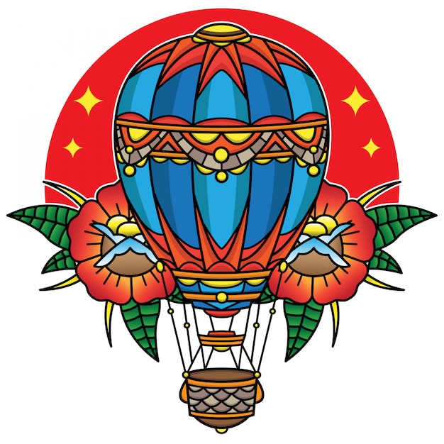 Heteluchtballon traditionele tattoo