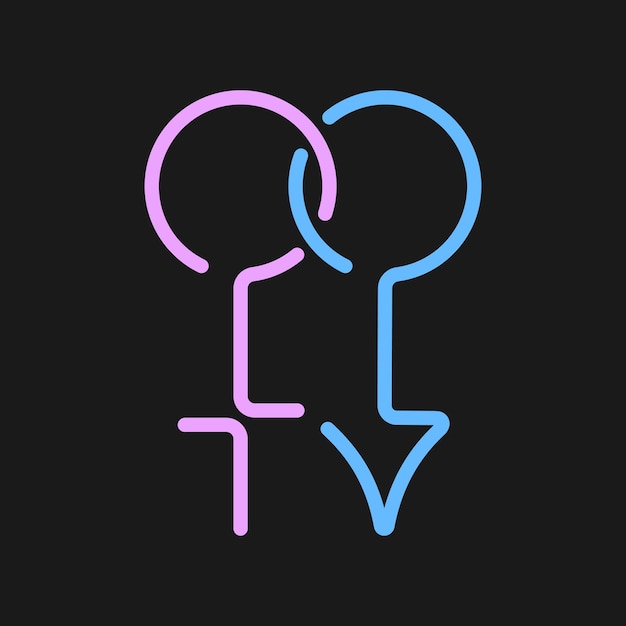 Vector heterosexual couple flat illustration stylized blue and pink male and female gender symbols