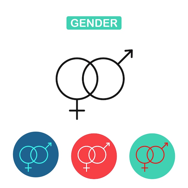 이성애 성별 기호 아이콘 벡터 남성과 여성의 평면 기호