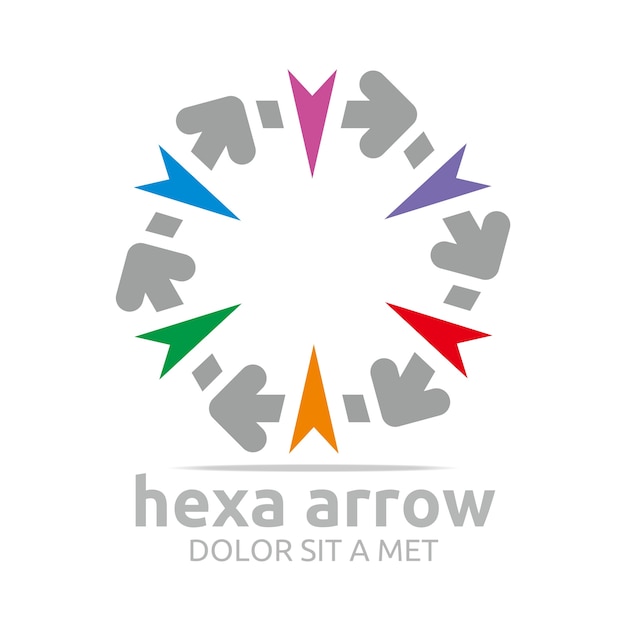 Vettore hexa arrows logo design