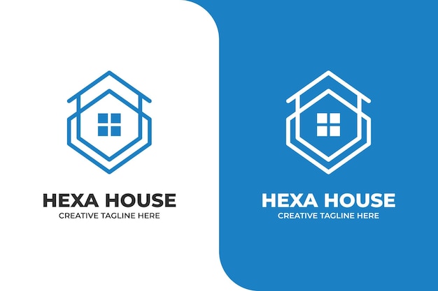 Hexagon building house monoline logo