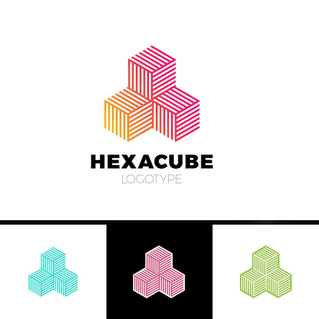 Hexagon cube 3d sector group logo