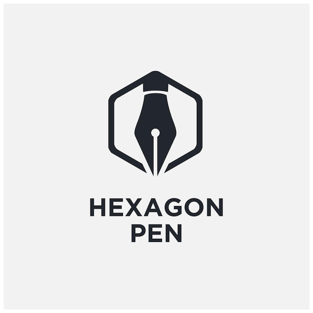 Hexagon Fountain Pen Nib Symbol  for writer journalist education logo design