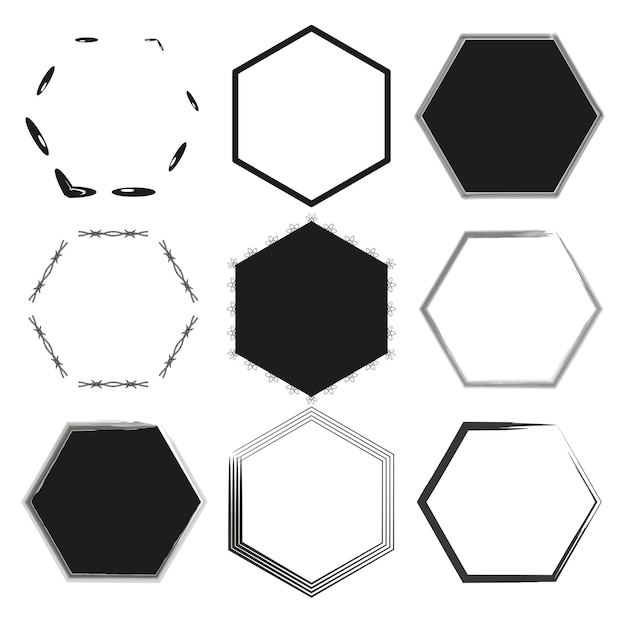 Vector hexagon frames geometric design vector black vector illustration eps 10