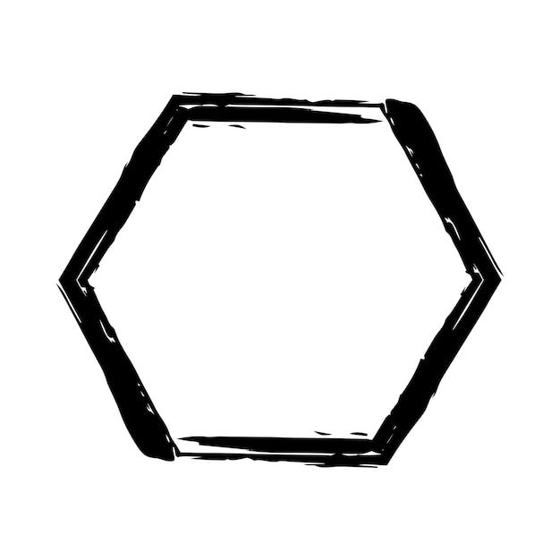 Vettore elemento di consistenza grunge esagonale icona di forma di borda del telaio per il disegno vintage decorativo