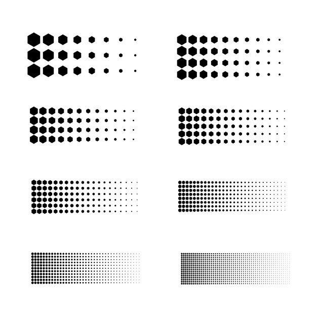 Vector hexagon halftone collection