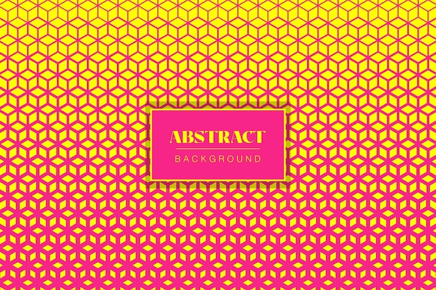 Hexagon halftone pink geometric shape on a yellow background