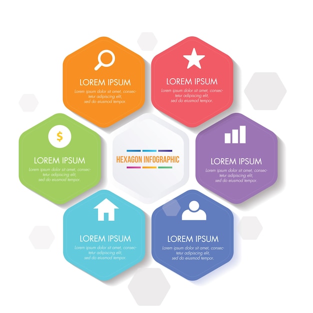 hexagon infographic presentation vector infographics