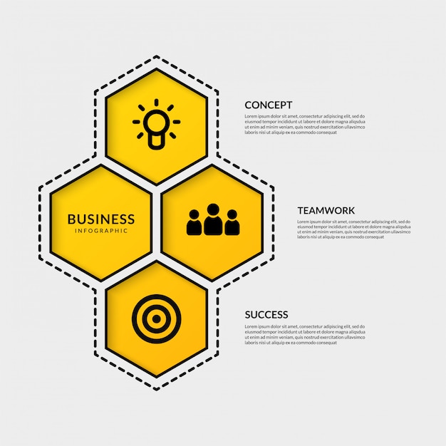 Vector hexagon infographic with options