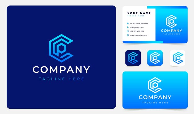 六角形の文字 CP ロゴ デザインのベクトル