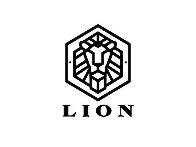 Hexagon Lion Logo design vector template