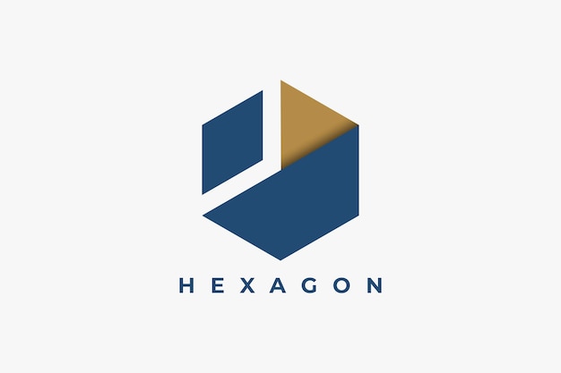 Hexagon logo Abstract geometrische vorm Origami stijl geïsoleerd op witte achtergrond