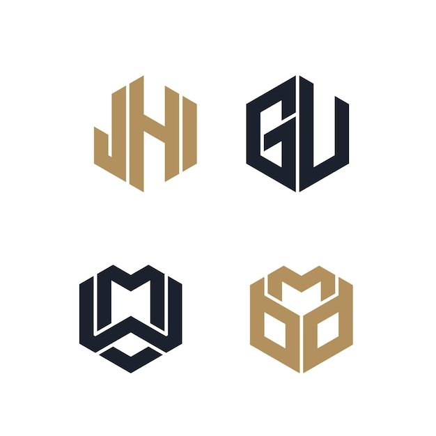 Hexagon logo and Letter icon creative design elements