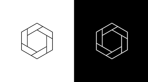 Hexagon logo outline black and white icon illustration style designs templates