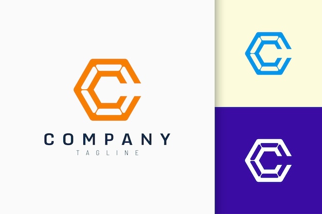 Hexagon modern logo vertegenwoordigt technologie of netwerk in letter C-vorm