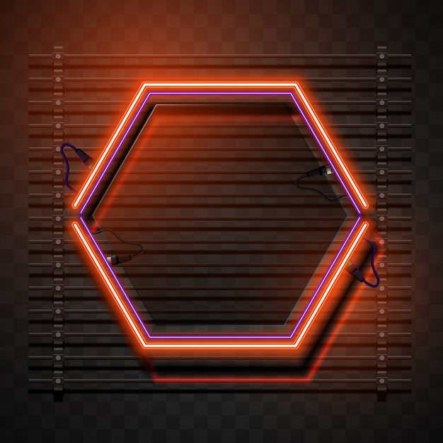 Vector hexagon neon banner