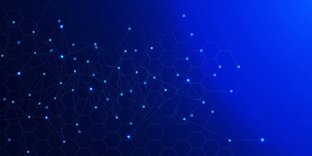 Vector hexagon pattern with dna molecule structure for medical chemistry science and technology concept