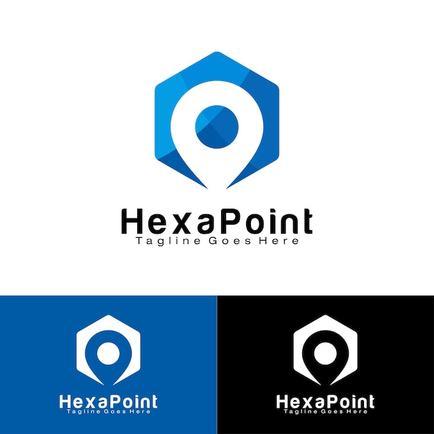 Modello di progettazione del logo hexagon point