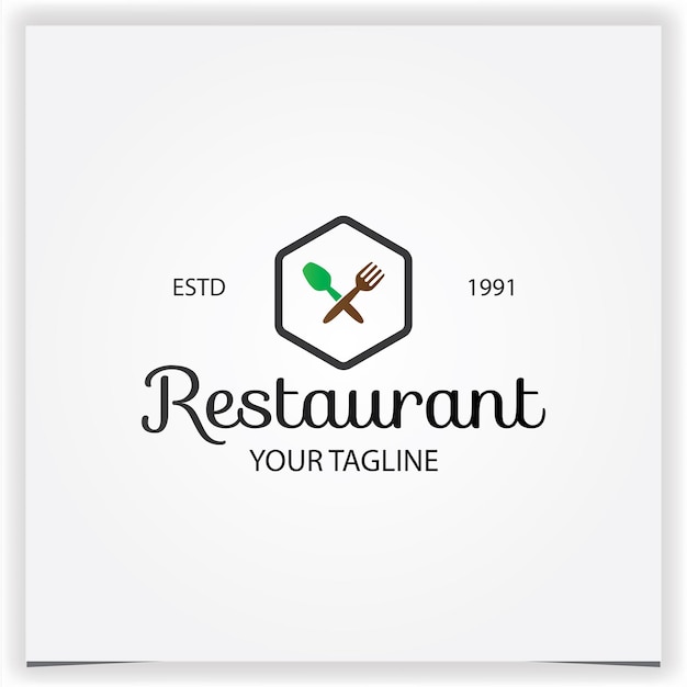 Hexagon restaurant logo design premium elegant template vector eps 10