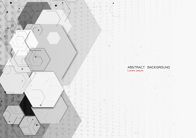 Hexagon shape element with solf light grey background