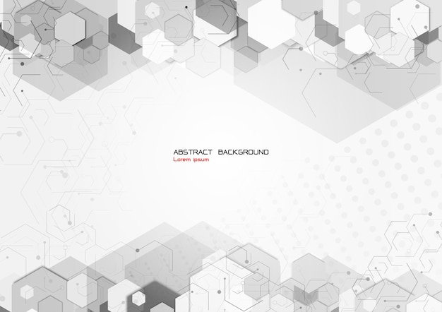 Hexagon shape element with solf light grey background
