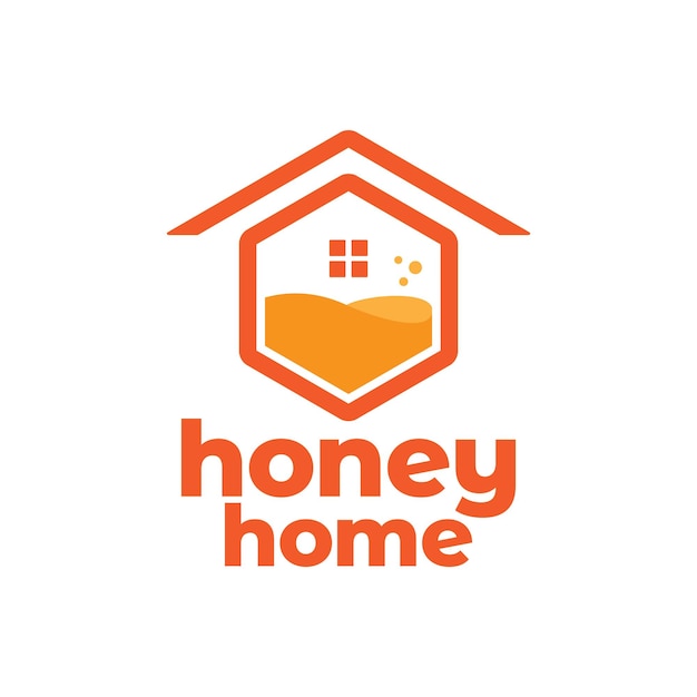 Vector hexagon shape home with honey abstract logo design vector graphic symbol icon illustration creative