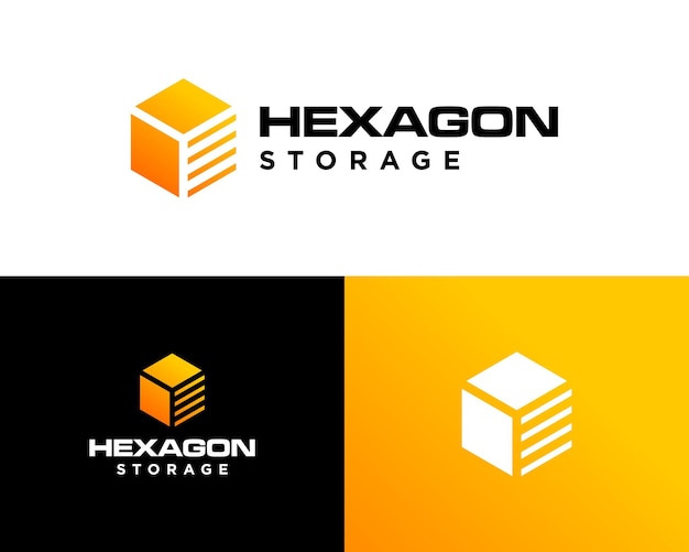 Vector hexagon shape storage garage industrial security logo design