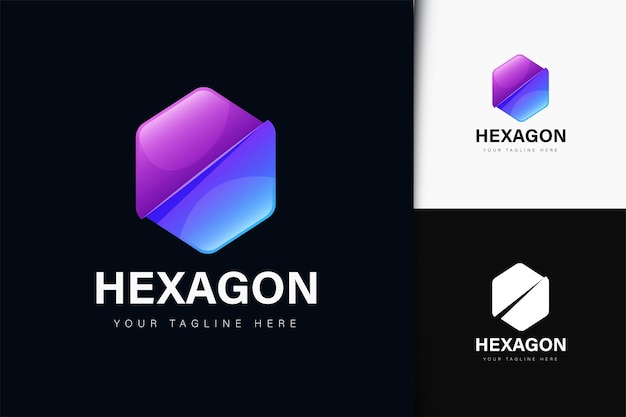 Hexagon slice-logo-ontwerp met verloop