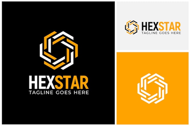 Hexagon star link futuristic modern tech woven weave matte ribbon logo design