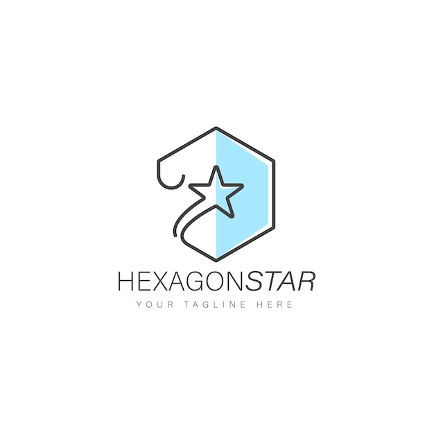 Hexagon star logo design linear style