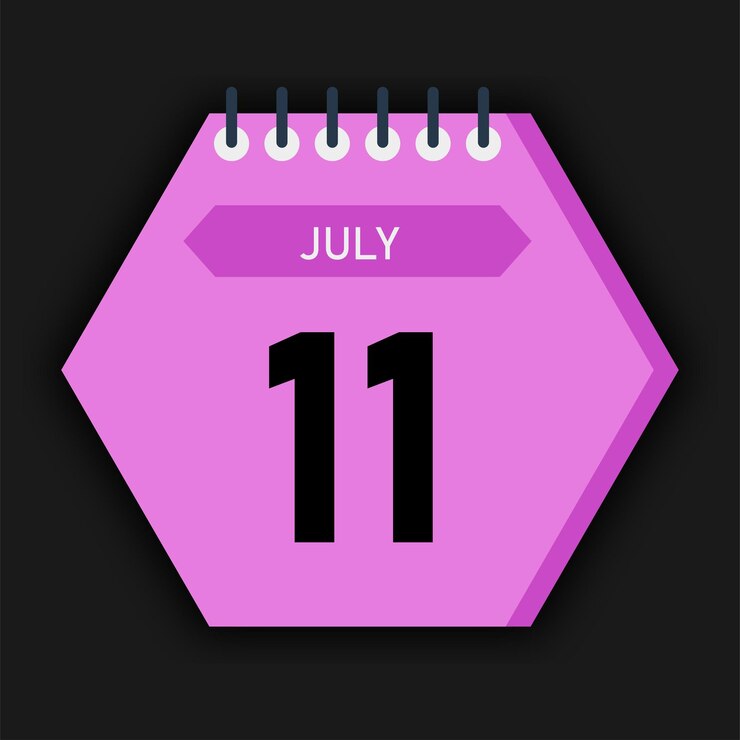 Vector hexagon style calendar month july 2025