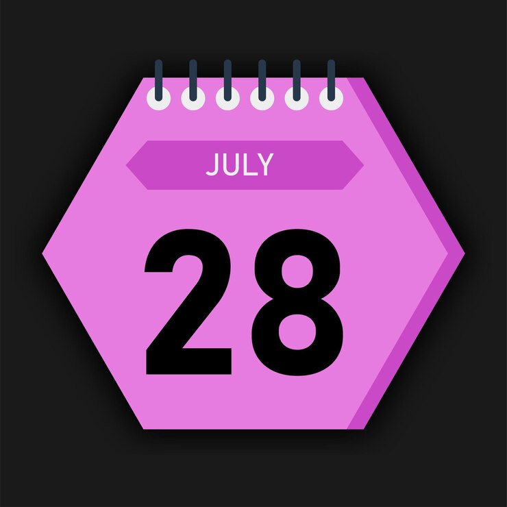 Vector hexagon style calendar month july 2025