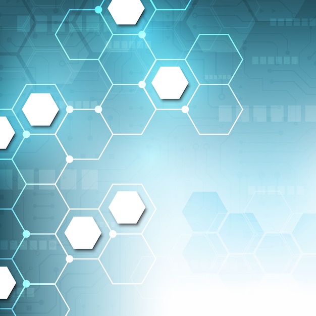 hexagon technology background with soft circuit board  hi-tech digital data connection system and computer electronic 