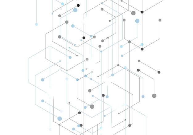 Hexagon technology connect in modern style on white background. Internet connection network high digital technology. Abstract background technology graphic design. Vector template.