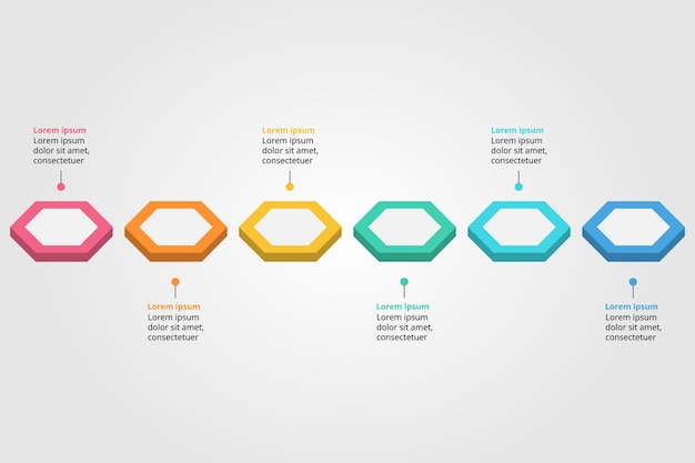 Vector hexagon timeline template for infographic for presentation for 6 element