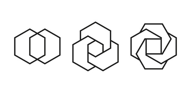 ヘクサゴン・ヴェネン・ダイアグラム (Hexagon-Venn diagram) はエディテーブル・ストローク (EPS) のインフォグラフィックでベクトル・アイコン・オン・ライン・スタイル (Vector icon-on-line style) を表しています