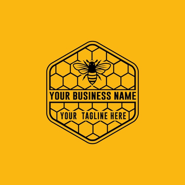 Hexagon with bee logo design vector files