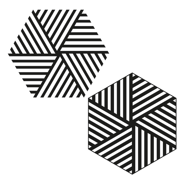 Hexagonaal gestreepte patroon Geometrisch abstract ontwerp Moderne vectorvorm Zwarte en witte achtergrond